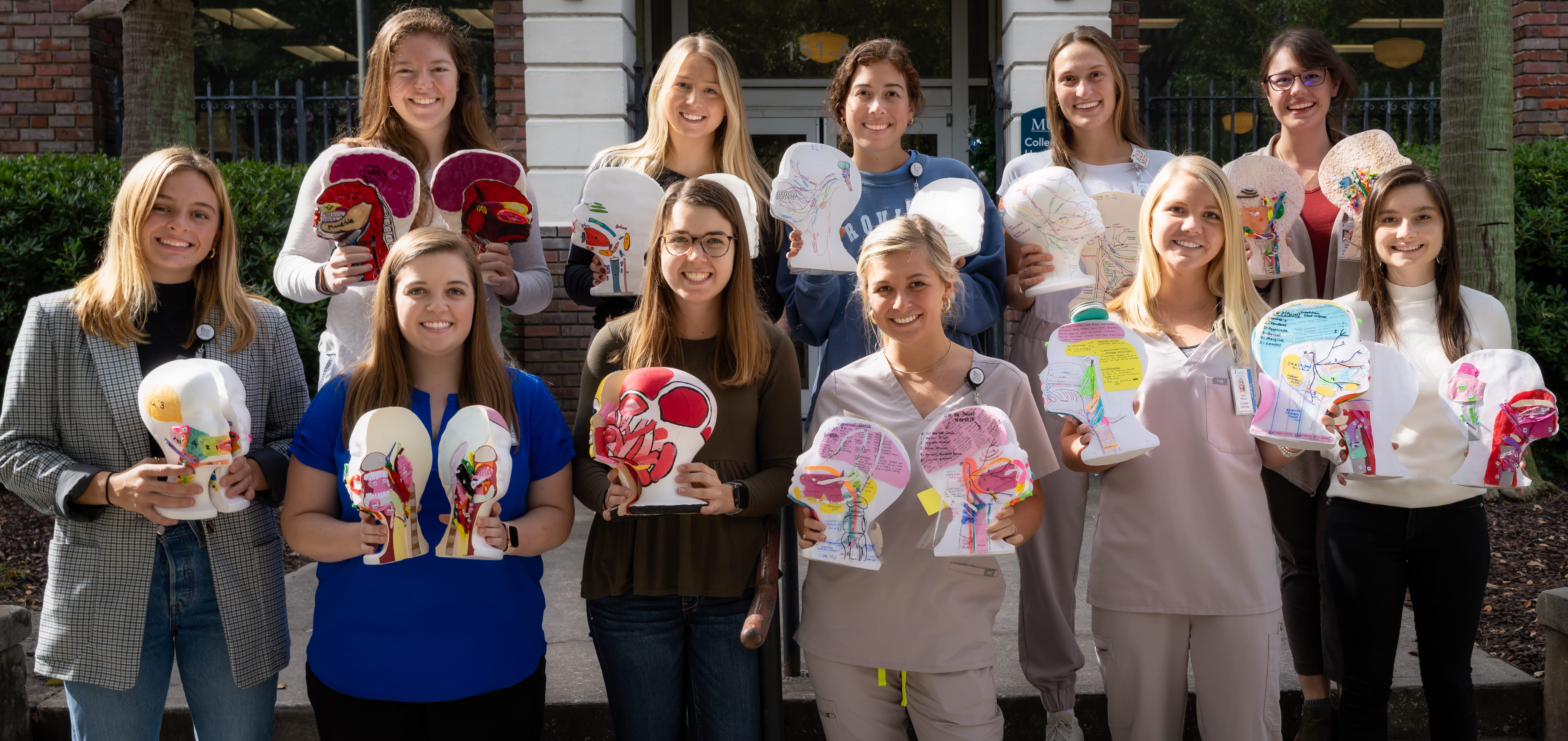 SLP Students with Foam Head Models Project