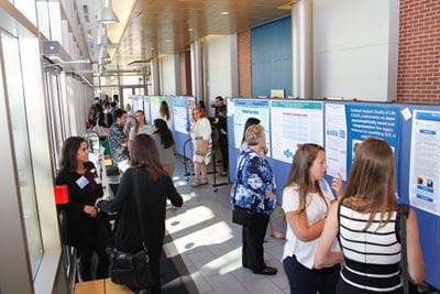 Guests observe poster presentations at the OT Summit of Scholars