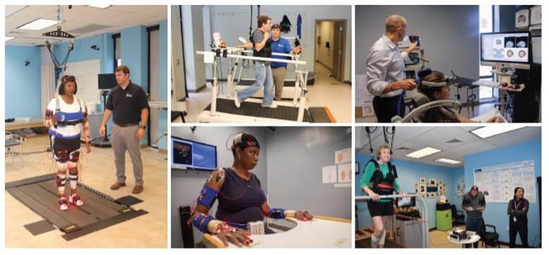 montage of stroke survivors participating in rehabilitation research